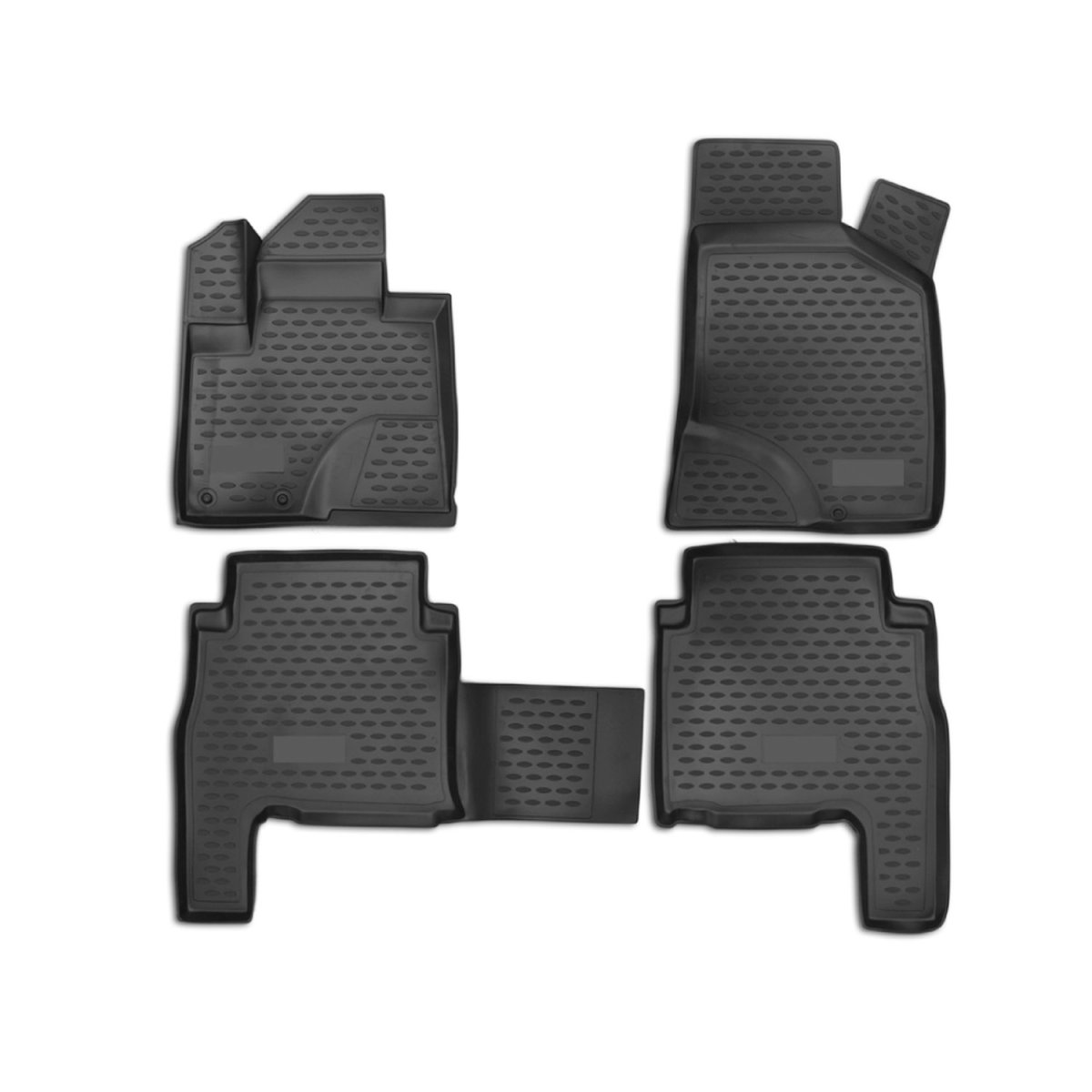 Hyundai Santa Fe Floor Mats - Omac - Rubber TPE 4 Pcs - Black - '07-'12